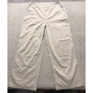 GAP Womems Size 14 Loose‎ Khaki 100% Regenerative Cotton Wide Pants Inseam 28 In
